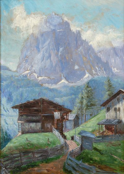 Farmstead Insom with Langkofel in the Gröden Valley by Jules Desgoffe